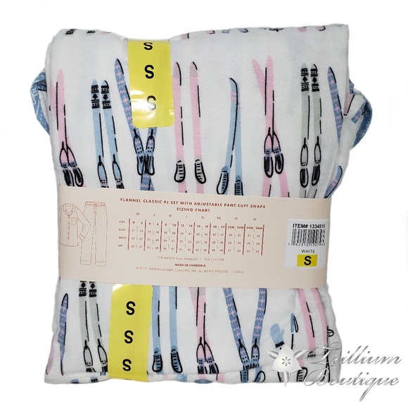 Munki Munki Flannel Womens Classic Pajama Set Skis - Picture 3 of 4
